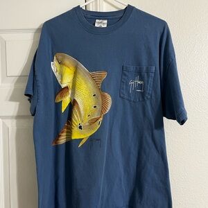 RARE VINTAGE Guy Harvey Blue and Yellow Short Sleeve Tee